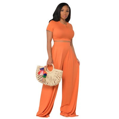 Tika's Spring Set | European and American Large Sized Womens Fashion Casual Wide Leg Two Piece Set for Women