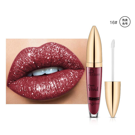 Lucky Lucy Lips | 18 Colors Shiny Lip Gloss for Women Long Lasting Matte Glitter Liquid Lipstick Diamond Shiny Lip Gloss Waterproof Lip Makeup