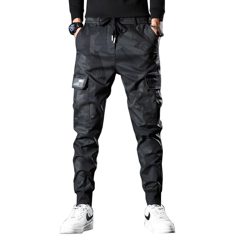 Men’s thin camouflage casual pants men's fashion brand 2021 new slim-fit elastic waist corset cargo long pants