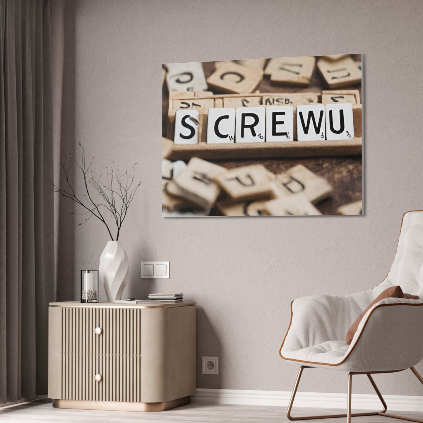 Screw U | Funny Canvas Art | Wall Art | Wall Decor | Office Art | Canvas Stretched, 1.5''