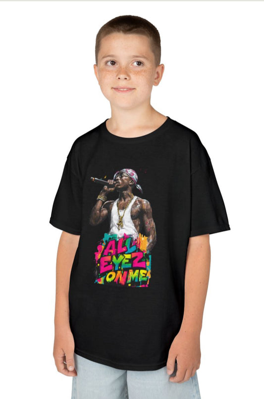 Hip Hop Kids Tee, Nostalgia Vintage Streetwear, Music Lover Gift, All Eyez on Me, Birthday Shirt, Ages 5-12, Graphic T-Shirt, Retro Urban