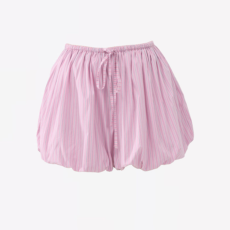 Welby Women's Striped Bubble Pants Summer Hot Pants Spicy Girl Casual Puffy Beach Lantern Shorts