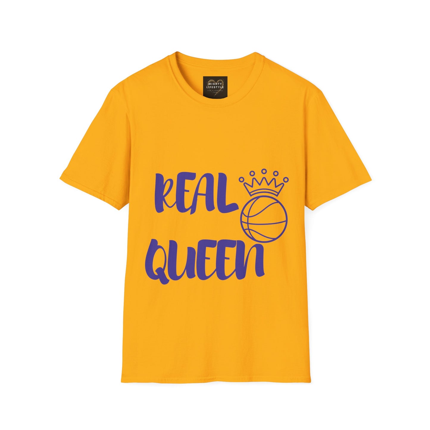 Real Queen Purple Font  | Basketball Shirt | Sports Shirt | Baller Shirt | Mighty Lifestyle |  Softstyle T-Shirt