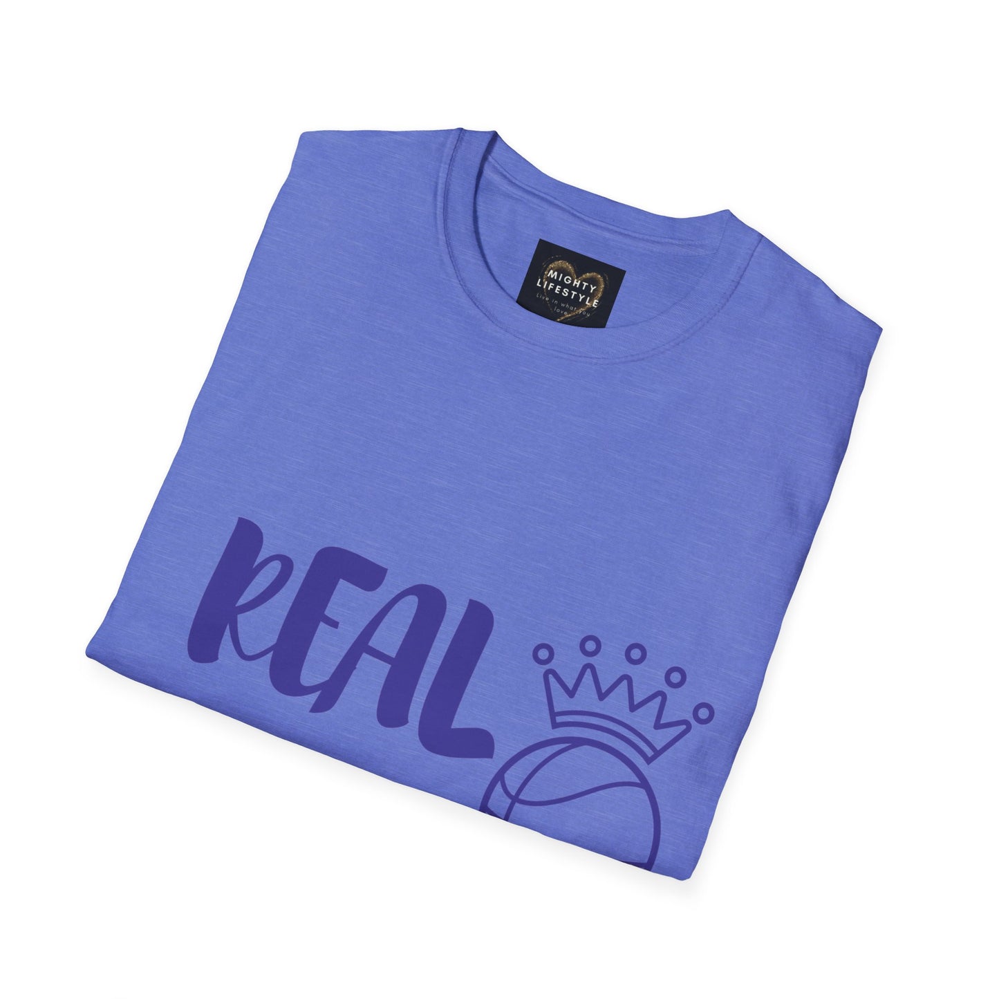 Real Queen Purple Font  | Basketball Shirt | Sports Shirt | Baller Shirt | Mighty Lifestyle |  Softstyle T-Shirt