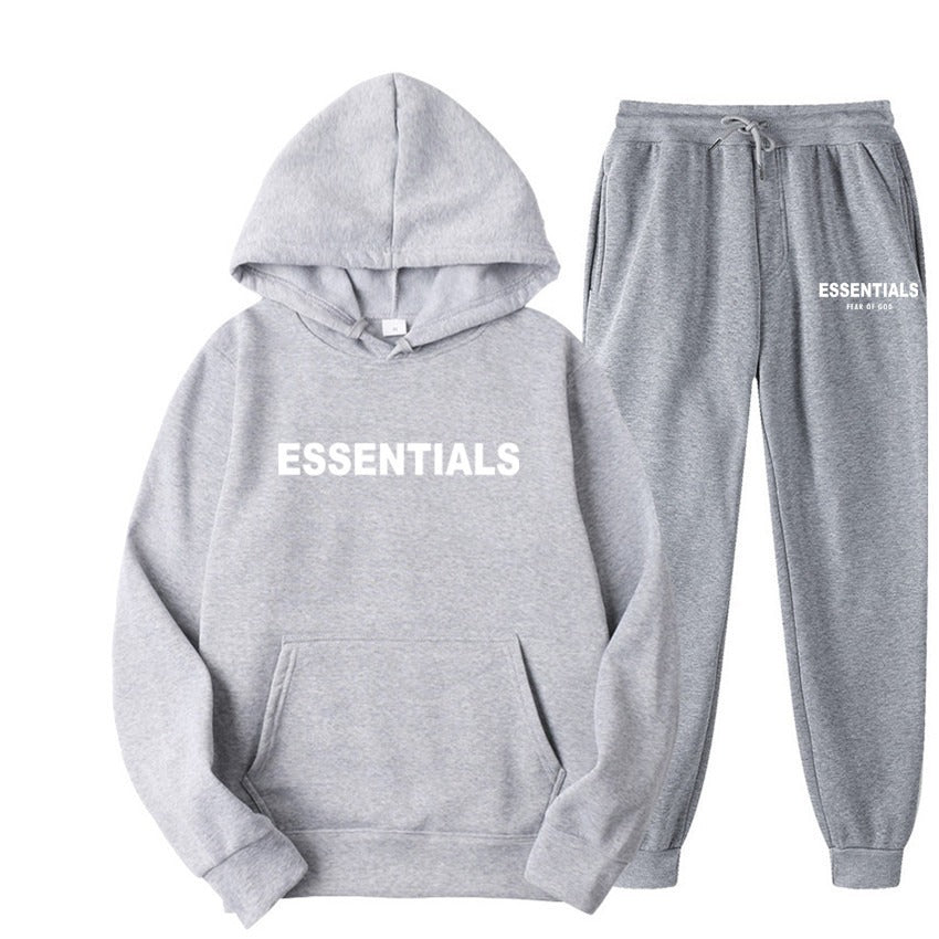 TikTok Viral Essentials-Style Hoodie Set – Oversized Streetwear Sweatsuit for Men & Women | High-Quality Pullover + Sweatpants Tracksuit ESSENTIALS couple suit sweatshirt men and women double line high street fashion brand autumn and winter two-piece suit