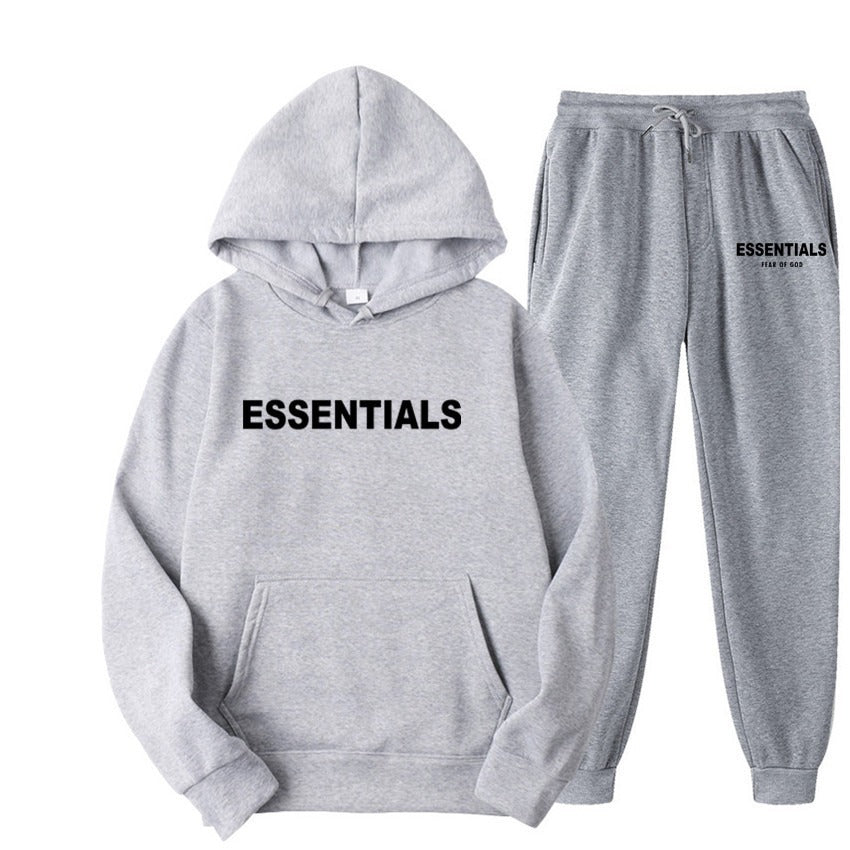 TikTok Viral Essentials-Style Hoodie Set – Oversized Streetwear Sweatsuit for Men & Women | High-Quality Pullover + Sweatpants Tracksuit ESSENTIALS couple suit sweatshirt men and women double line high street fashion brand autumn and winter two-piece suit