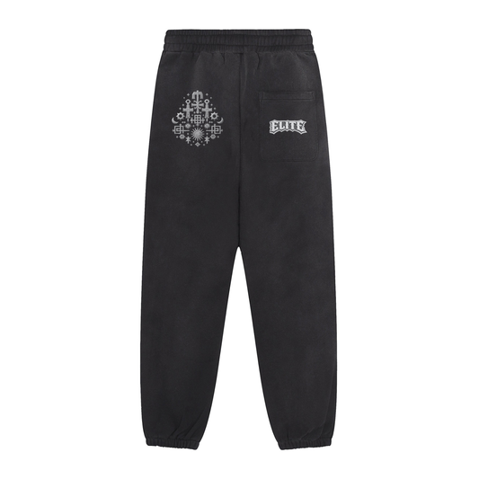 Elite Crowned Washed Fleece Jogger Sweatpants for Men and Women – Loose Fit Streetwear Joggers with Contrast Tape, Heavyweight Winter Athleisure Pants | Elite Crowned Sun Fade Contrast Tape Fleece Jogged Sweatpants