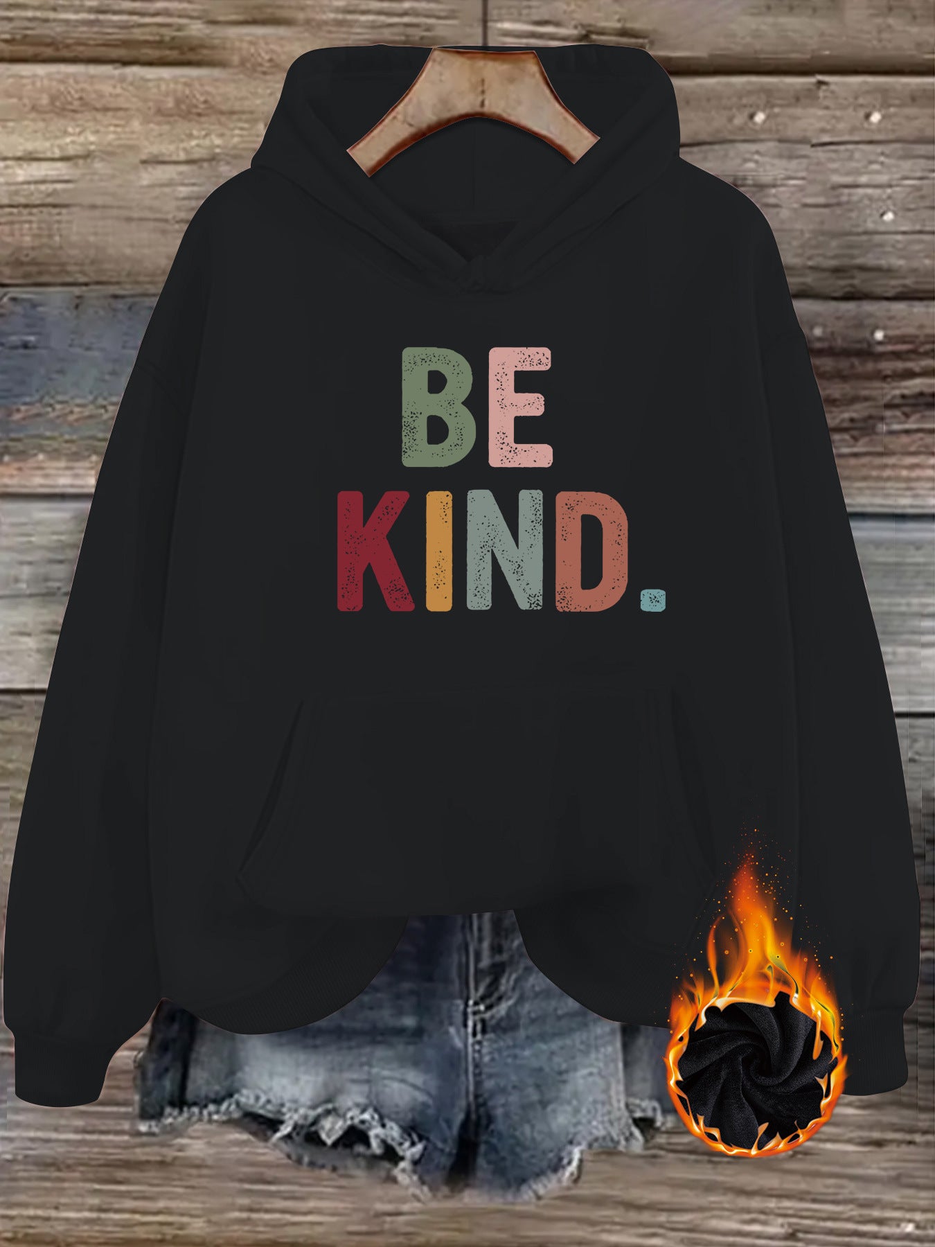 Be Kind Hoodie – Inspirational Kindness Hoodie for Women | Cozy Fleece Streetwear Pullover with Lantern Sleeves & Kangaroo Pocket | Mid-Length Casual Hoodie in Multiple Colors (S–XXL)