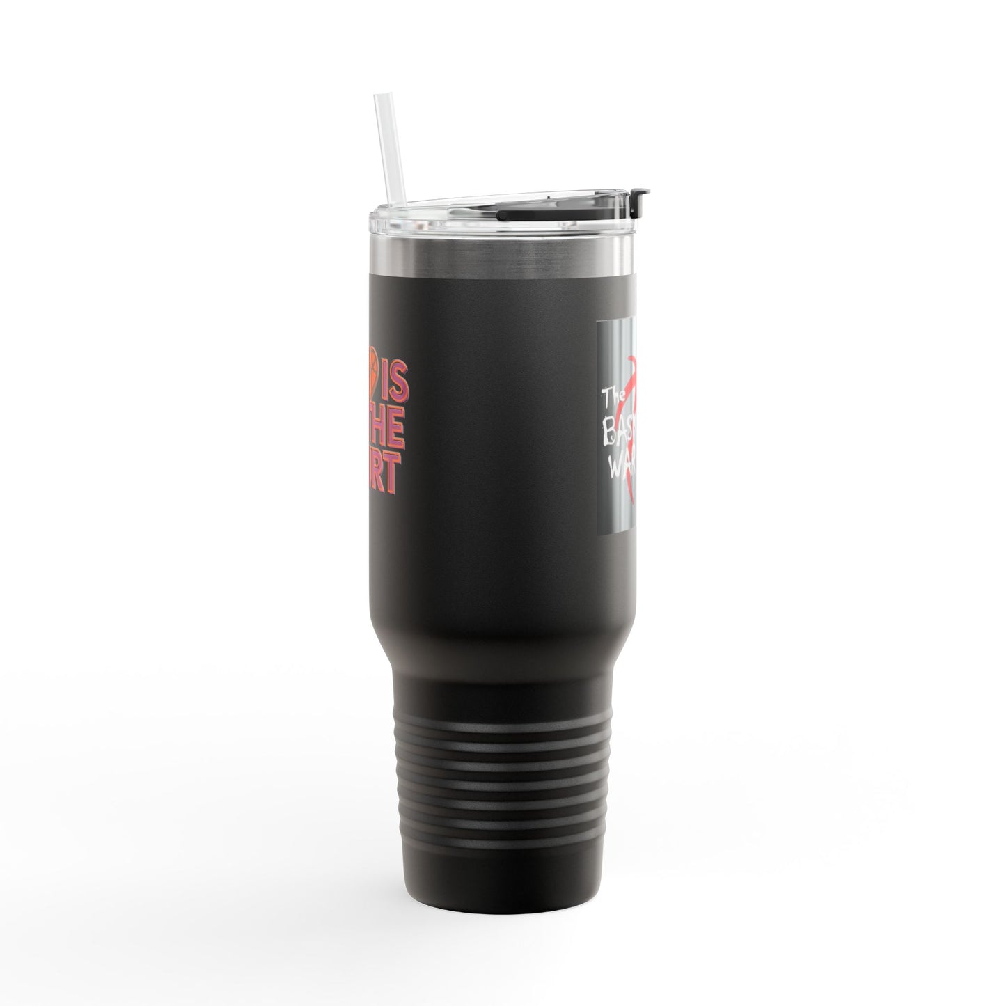 BW My Heart Is On The Court Basketball Insulated Travel Mug - 40oz - Perfect for Sports Enthusiasts