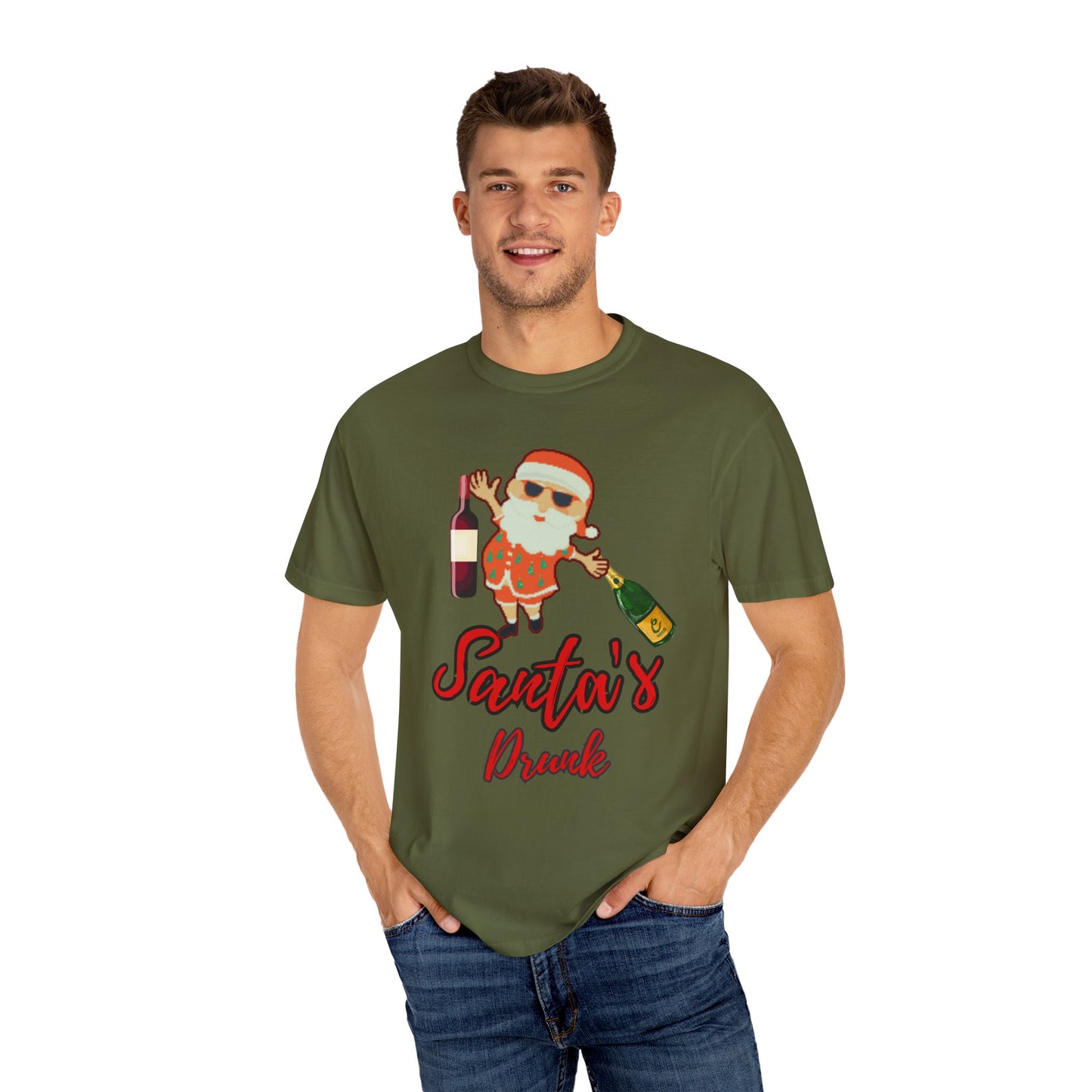 Santas Drunk, Christmas Shirt, Santa Shirt, Holiday Shirt, Funny Christmas, Funny Holiday, Unisex Garment-Dyed T-shirt