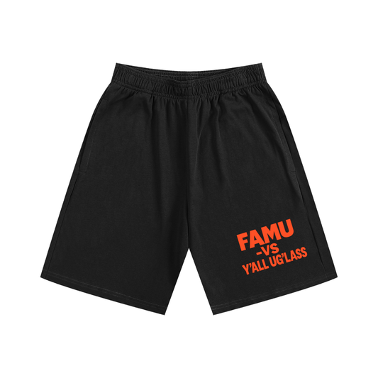FAMU vs Ya’ll UgLass Essential Heavyweight Cotton Shorts | FAMU vs Ya’ll UgLass Essential Heavyweight Cotton Shorts – Unisex HBCU Rivalry Shorts | Comfortable Streetwear with Attitude