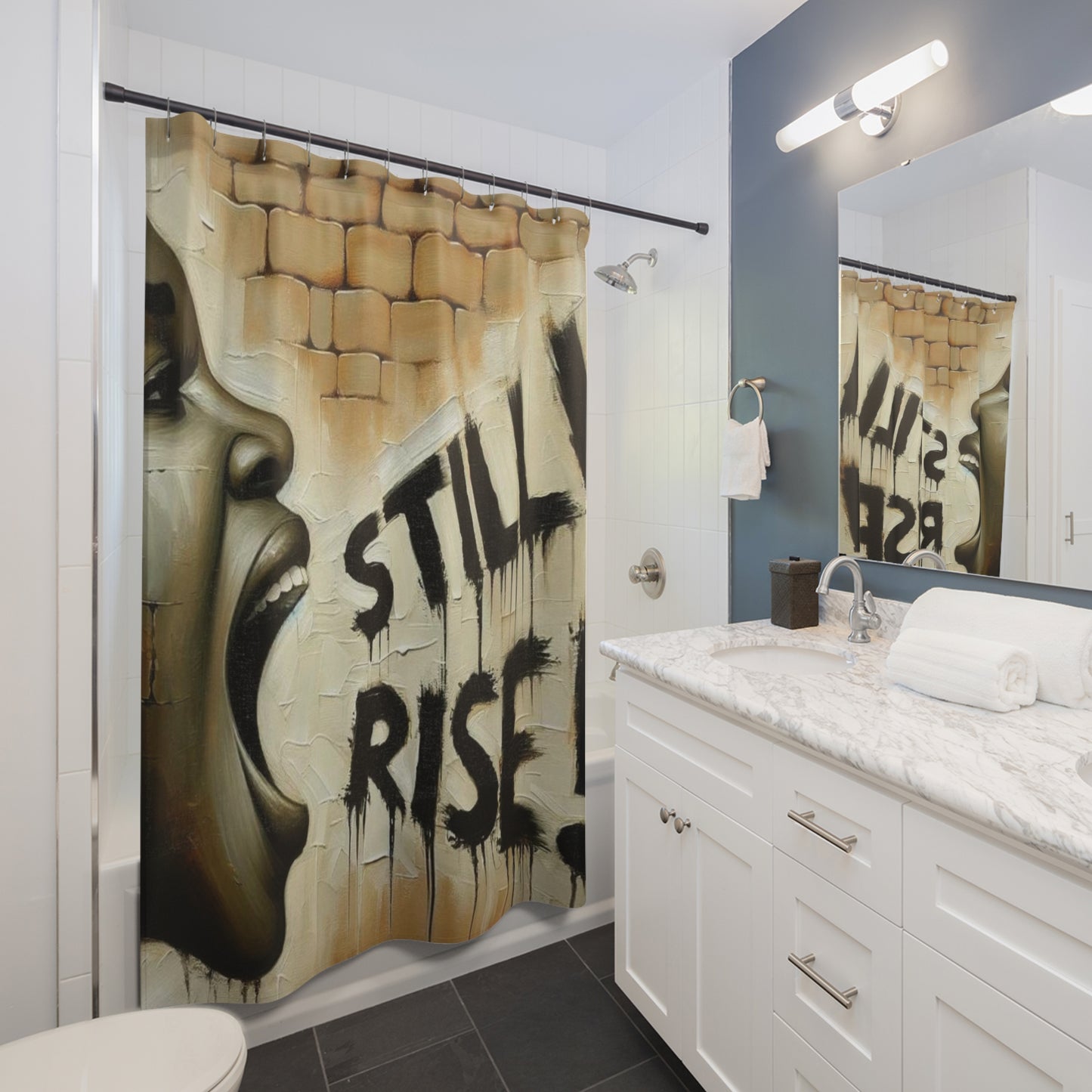 Still I Rise | Affirmation Shower Curtain | Motivation Shower Curtain | Neutral Shower Curtains