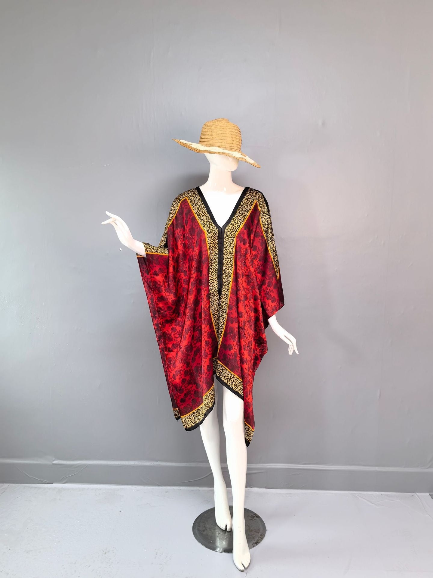 Sexy V-neck silk vacation house dress Moo Moo Muu Muu