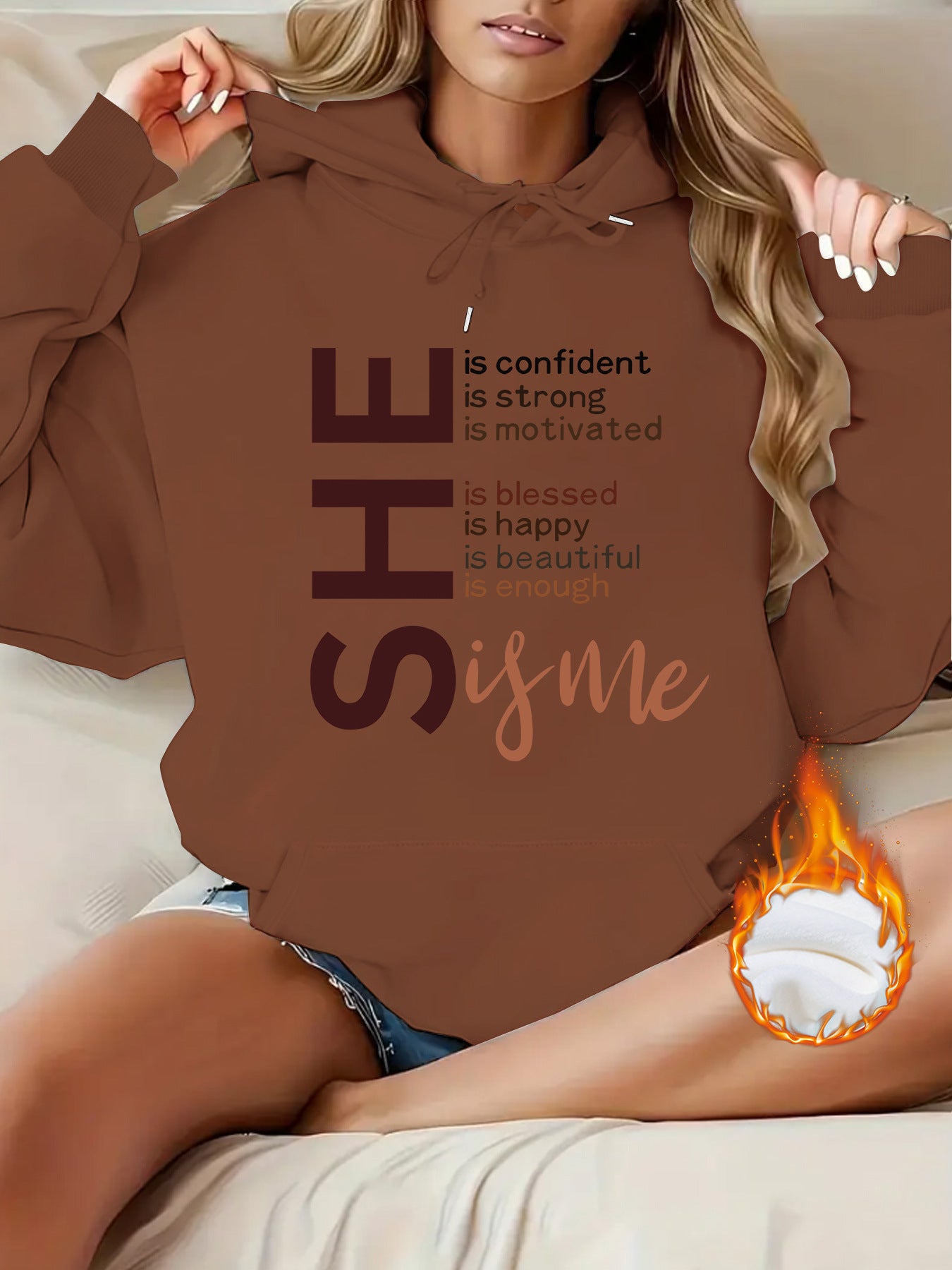 She Affirmations for Teen Girls  and Women Top hoodie letter pattern “Hype Yourself Up” Type of Hoodie