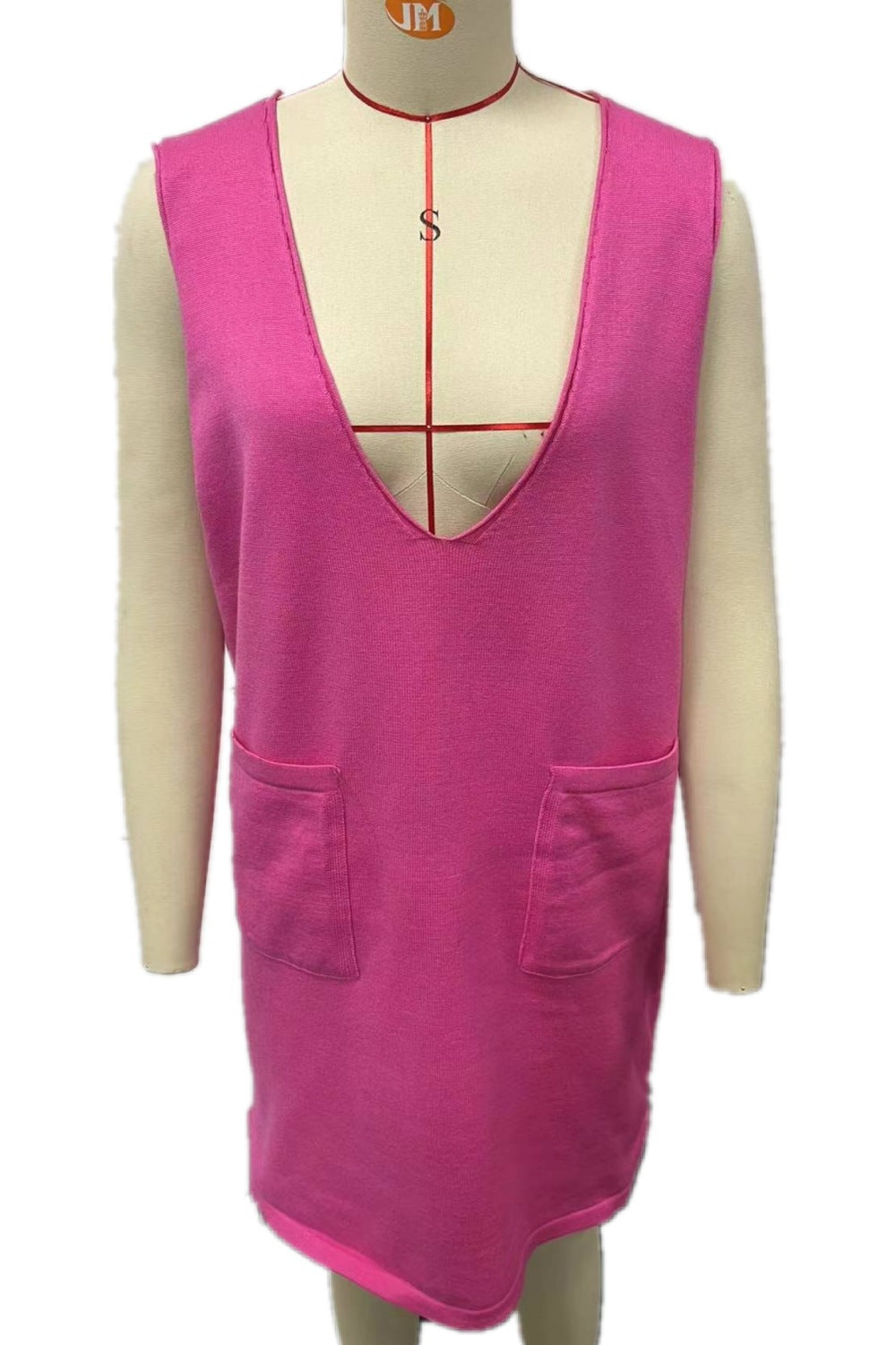 Knitted Medium Long Double Sided Vest Skirt Autumn/Winter  Solid Color Sleeveless Versatile Dress