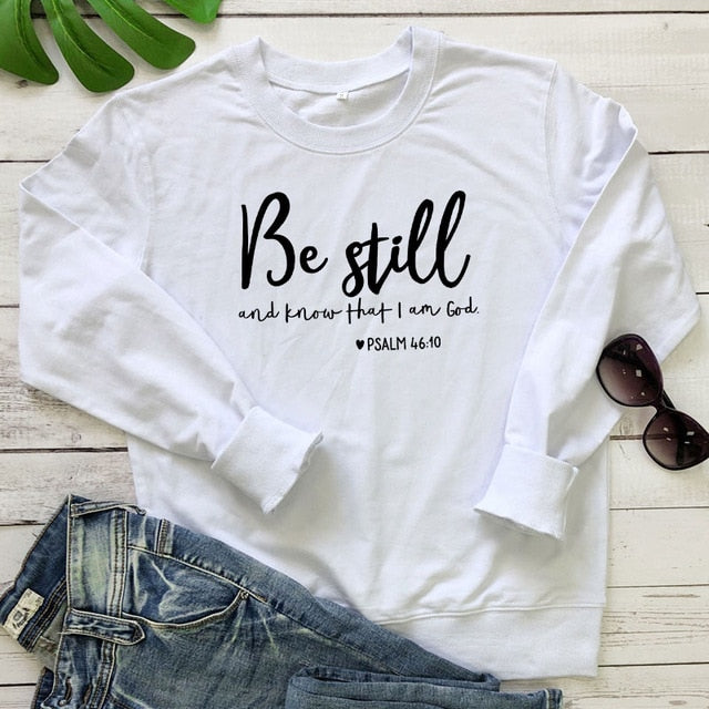 Be Still and Know Sweatshirt – Psalm 46:10 Christian Pullover | Women’s Faith Hoodie | Religious Comfort Crewneck | Spiritual Gift Be Still And Know That I Am God Pslam 46:10 Sweatshirts Women Religious Christian Hoodies Vintage Jesus Faith