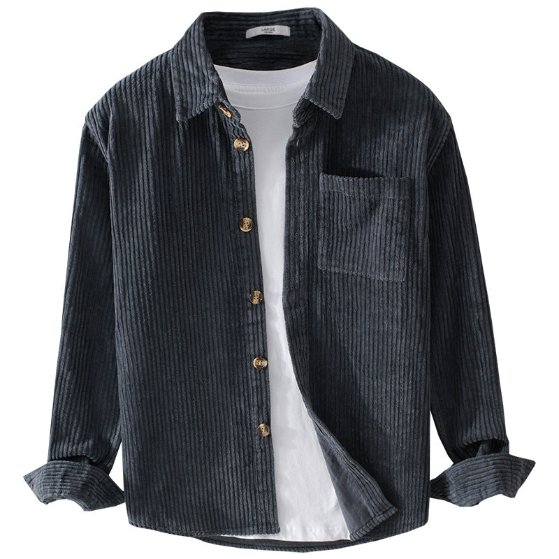 Trendy Men’s Corduroy Jacket Autumn and winter men's corduroy long sleeved shirt, simple, casual, trendy, retro, handsome men's shirt