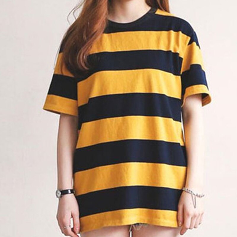 Women stripe T-Shirt Streetwear Oversized TShirt Casual shirts clothes summer Loose Hipster Tops Tees O-neck Short Sleeve Female