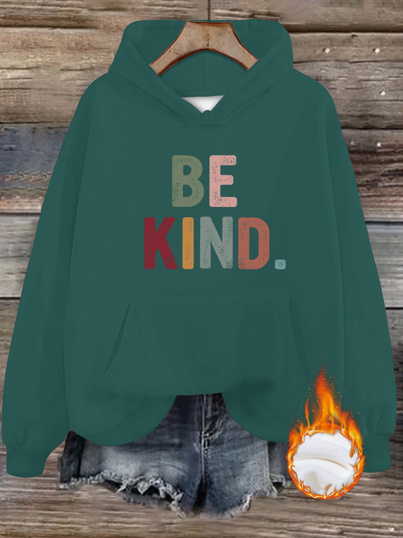 Be Kind Hoodie – Inspirational Kindness Hoodie for Women | Cozy Fleece Streetwear Pullover with Lantern Sleeves & Kangaroo Pocket | Mid-Length Casual Hoodie in Multiple Colors (S–XXL)