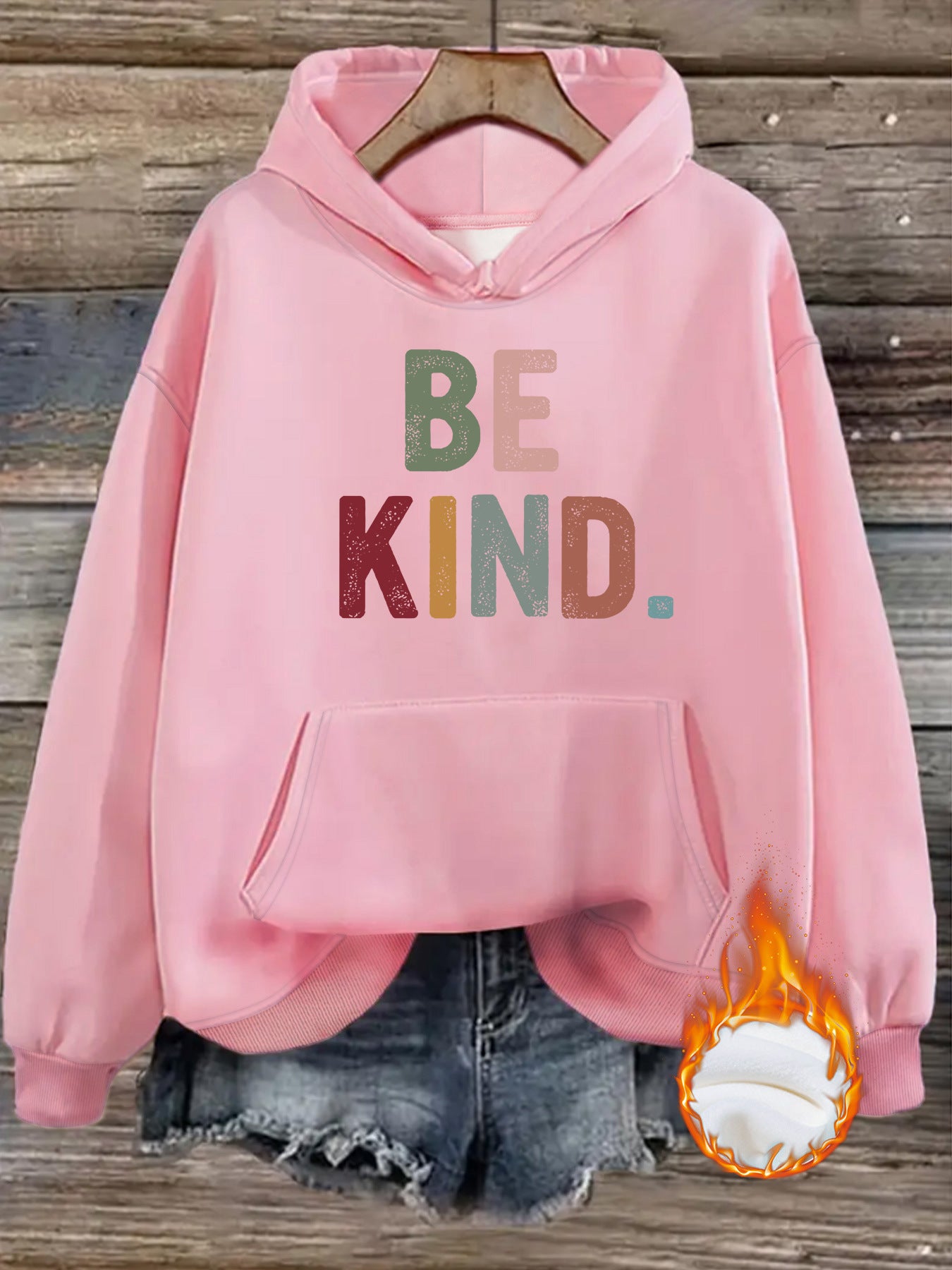 Be Kind Hoodie – Inspirational Kindness Hoodie for Women | Cozy Fleece Streetwear Pullover with Lantern Sleeves & Kangaroo Pocket | Mid-Length Casual Hoodie in Multiple Colors (S–XXL)