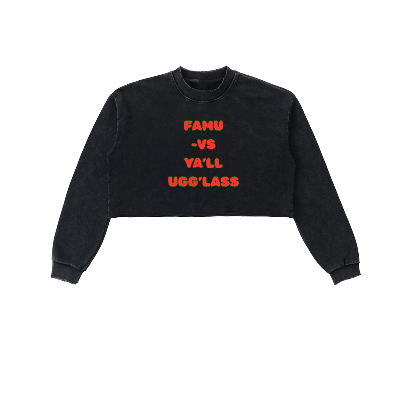 FAMU Sweater Florida A&M University Sweater FAMU Rattler FAMU Proud  Snow Washed Raw Edge Cropped Sweatshirt | FAMU -Vs Ya’ll UGG’LASS