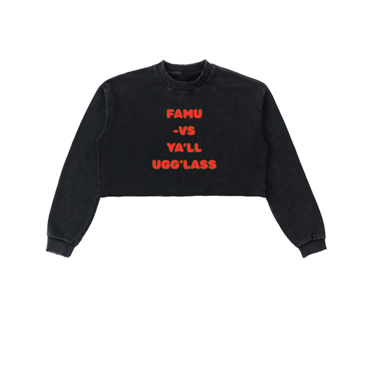FAMU Sweater Florida A&M University Sweater FAMU Rattler FAMU Proud  Snow Washed Raw Edge Cropped Sweatshirt | FAMU -Vs Ya’ll UGG’LASS