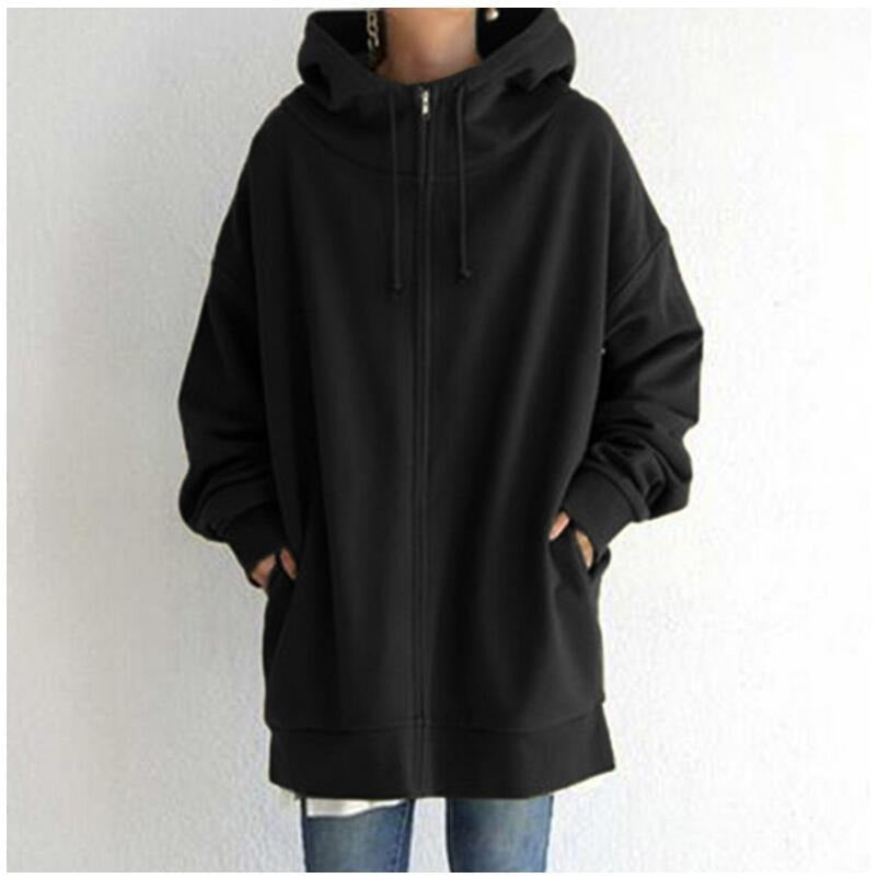 Street Style Plush Zip-Up Hoodie – Long Sleeve Solid Color Cardigan for Autumn & Winter, European and American Fashion Autumn and Winter New Personalized Street Sweater Zipper Hooded Long Plush Sweater