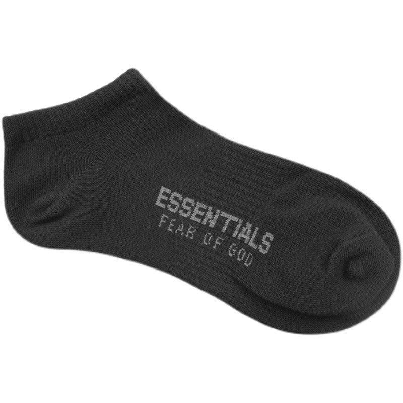 ESSENTIALS style Mens and Women's High Street  Fashion Brand Sports Socks Boat Socks Versatile