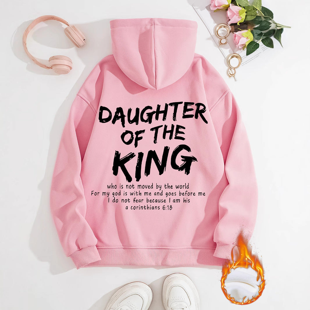Daughter of the King Hoodie – Christian Women’s Fleece Sweatshirt | Faith-Based Kangaroo Pocket Hoodie | Inspirational Jesus Faith  Hoodie Daughter of the King Faith Based Kangaroo pocket hooded long sleeved fleece hoodie top