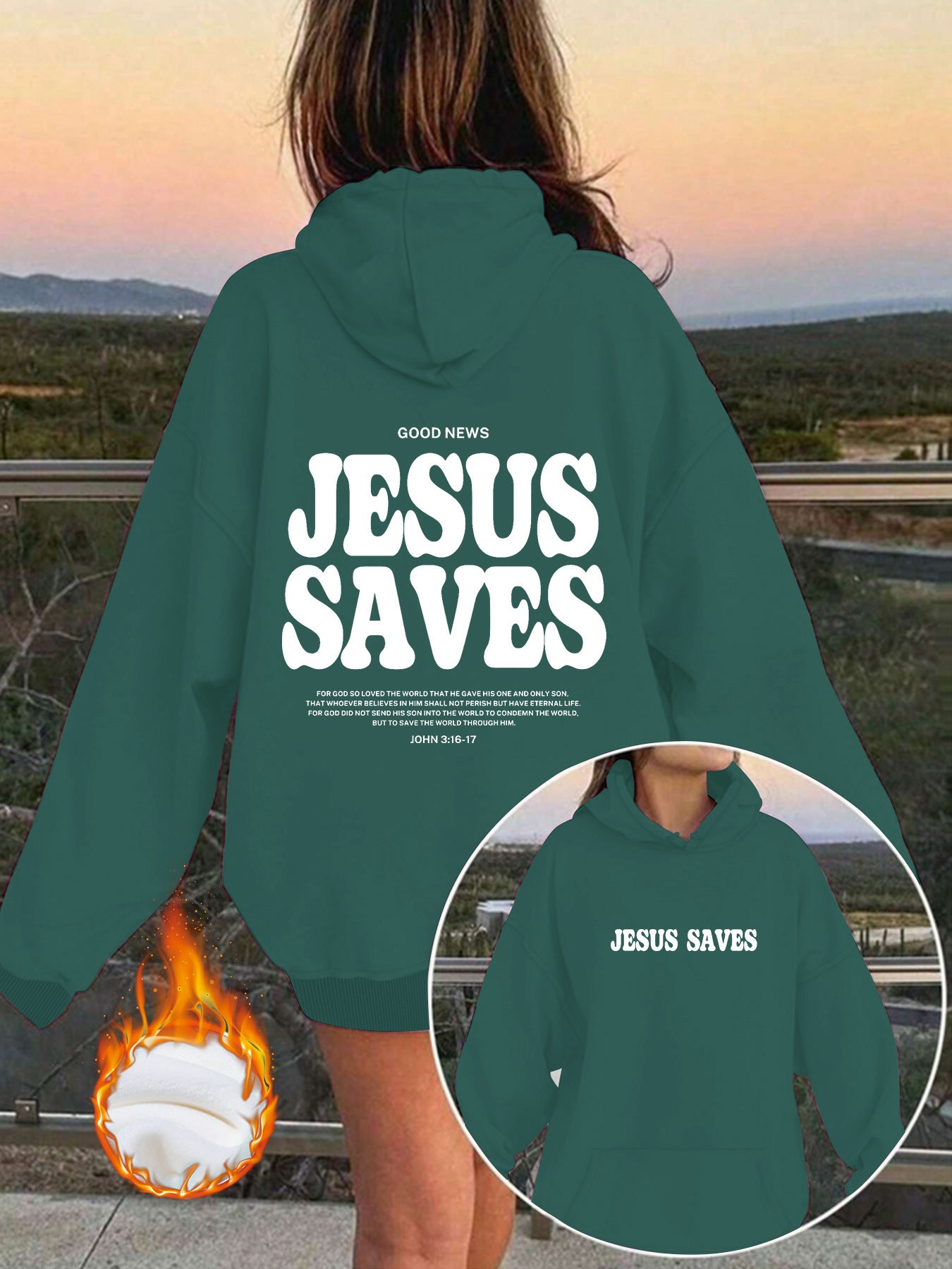 Jesus Saves Hoodie for Women – Christian Faith Pullover Hoodie with Yeshua Message, Relaxed Fit Streetwear Christian Hoodie