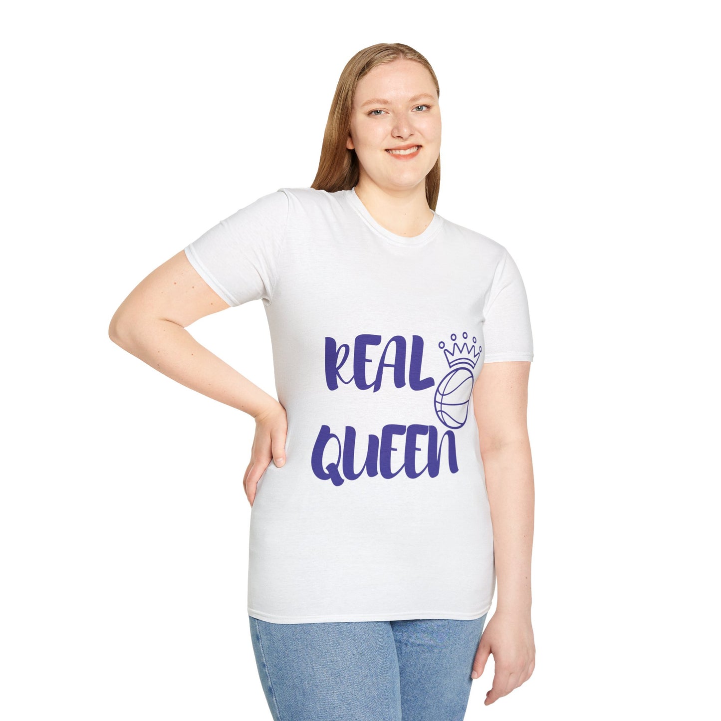 Real Queen Purple Font  | Basketball Shirt | Sports Shirt | Baller Shirt | Mighty Lifestyle |  Softstyle T-Shirt