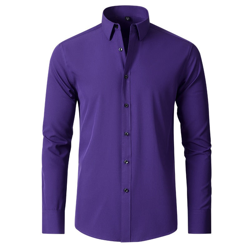 Top Omega Shirt | Stretch Iron Free Men's Long Sleeve Shirt Mercerized Vertical Sense European Men's Shirt