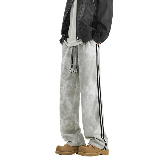 Leon Men’s Loose Straight Leg Pants  Streetwear, Casual Long Sports Pants for Men, Camouflage Joggers, Oversized Drawstring Trousers (M–4XL)