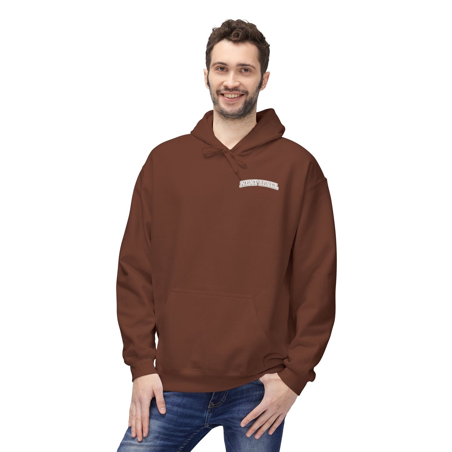 Majestic Vertical Text Hoodie — Minimal White Graphic Pullover Christian Hoodie Godly Hoodie Sports Hoodie Mighty Lifestyle Hoodie