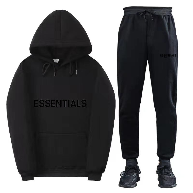 TikTok Viral Essentials-Style Hoodie Set – Oversized Streetwear Sweatsuit for Men & Women | High-Quality Pullover + Sweatpants Tracksuit ESSENTIALS couple suit sweatshirt men and women double line high street fashion brand autumn and winter two-piece suit