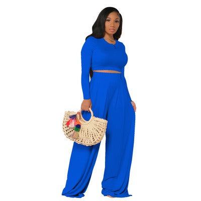 Tika's Spring Set | European and American Large Sized Womens Fashion Casual Wide Leg Two Piece Set for Women