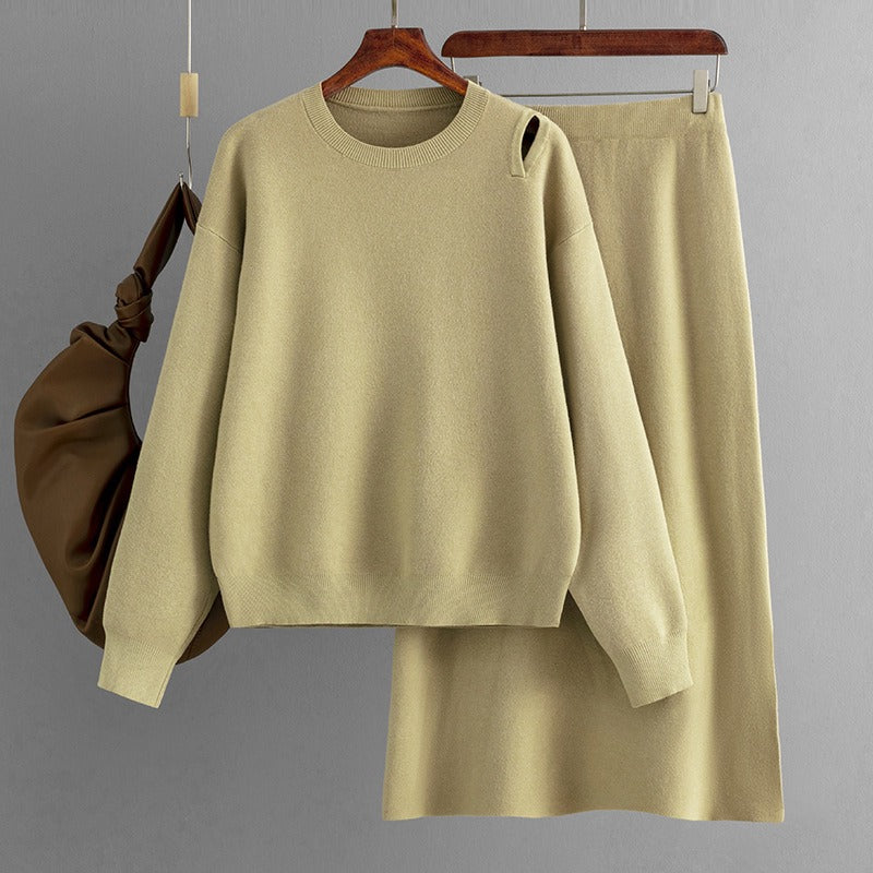 Nicola Sweater Skirt Set | Two Pieces Outfit Women Casual 2 Piece Knit Sweater Skirt Sets Knitted Women Clothing Career Set Office Set Travel Set