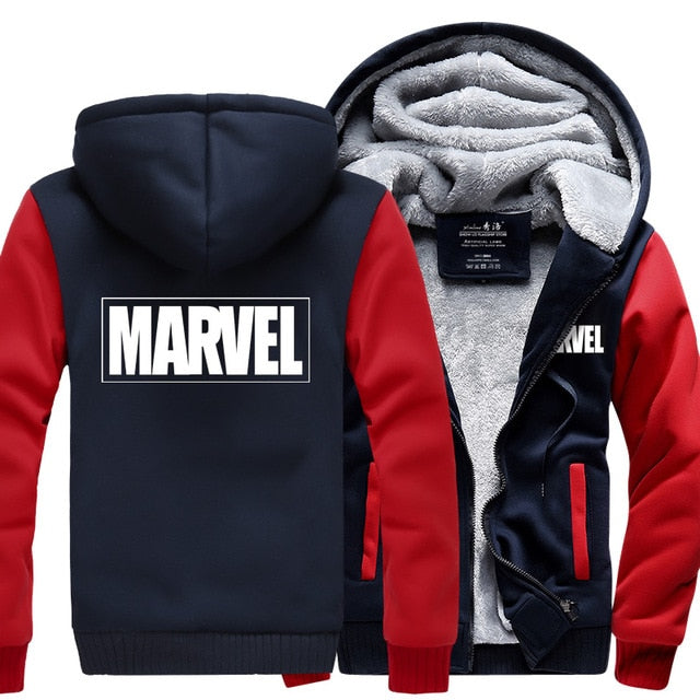 Trendy Zipper Hoodie, Captain America New Winter Jackets and Coats Marvel hoodie Hooded Thick Zipper Men Sweatshirts Free shipping MARVEL cosplay