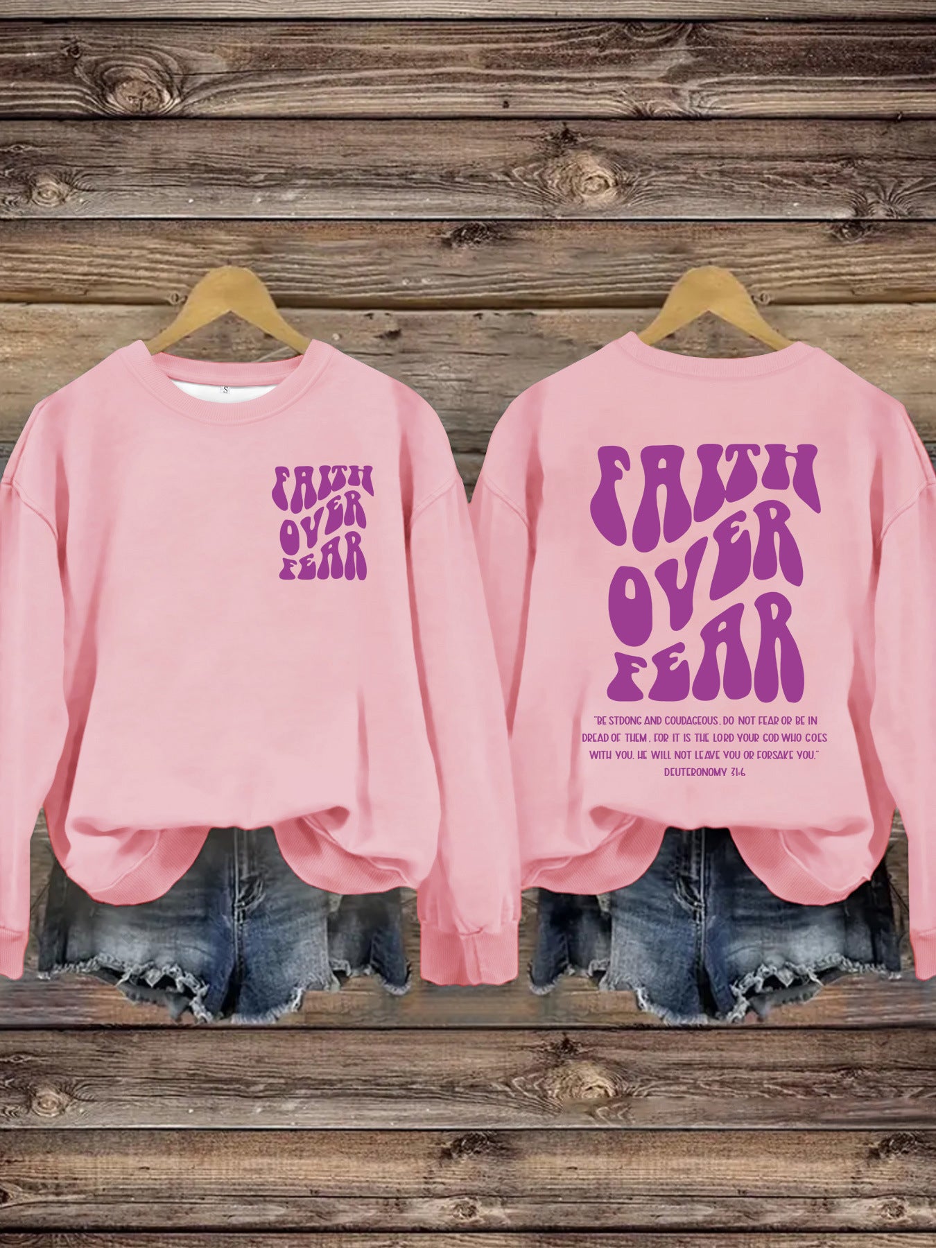 FAITH OVER FEAR Hoodie Long Sleeve Shirt – Christian Graphic Sweatshirt for Women | Faith-Based Comfort Top | Inspirational Jesus Apparel
FAITH OVER FEAR Printed Casual Round Neck Long Sleeve Hoodie Faith Based Shirt
