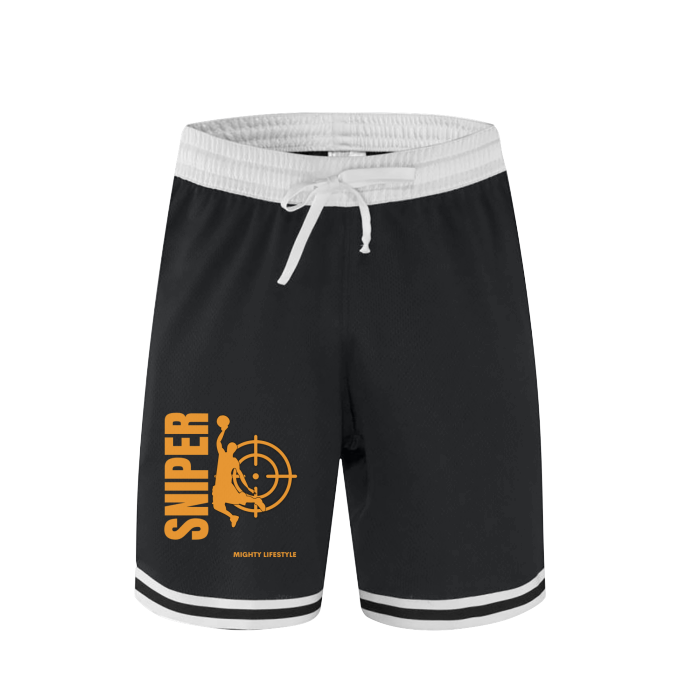 Sniper Sharp Shooter Stripe Trim Zip Pocket Basketball Mesh Shorts | Basketball Shorts Mighty Lifestyle Sniper Sharp Shooter