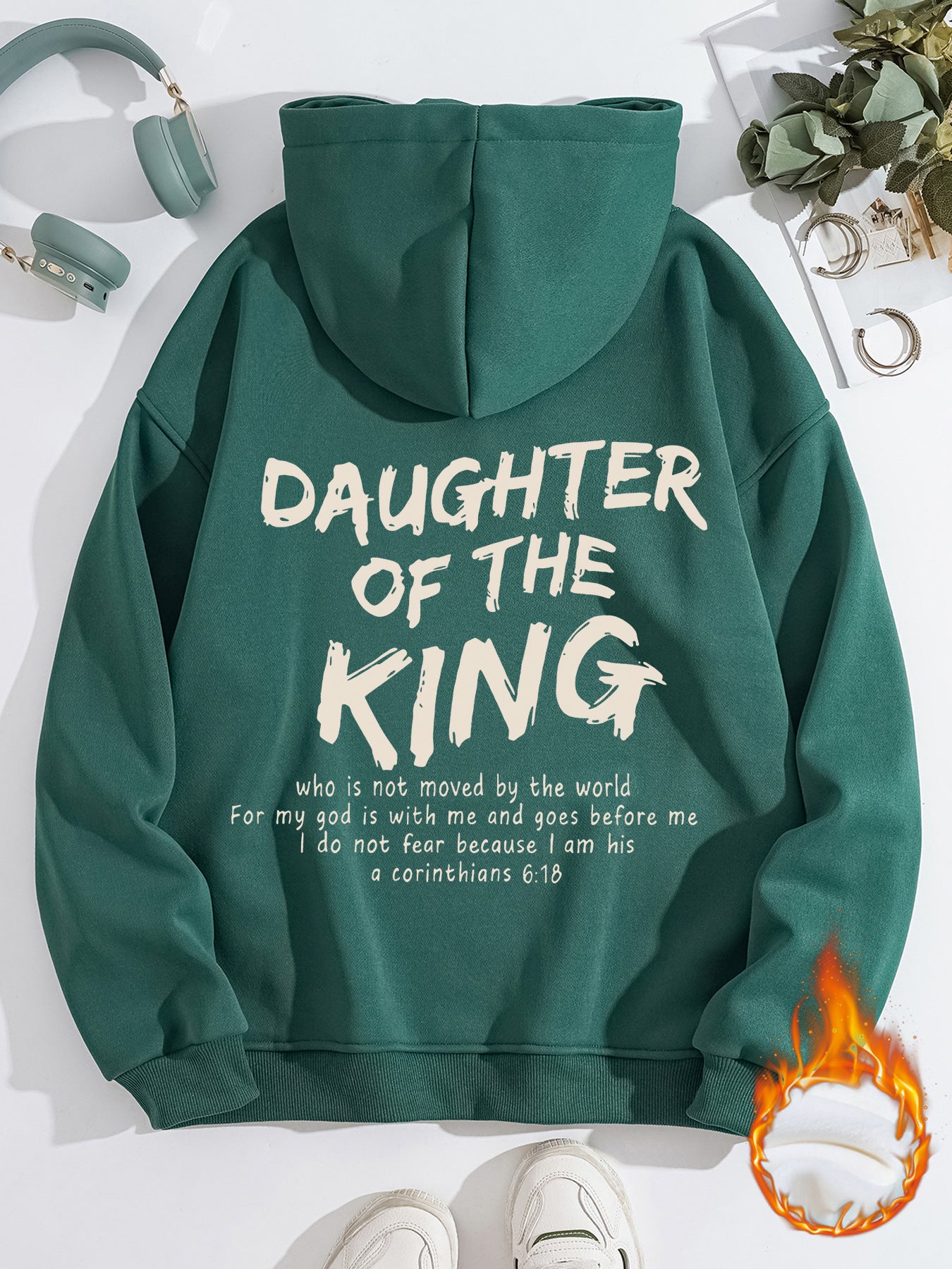 Daughter of the King Hoodie – Christian Women’s Fleece Sweatshirt | Faith-Based Kangaroo Pocket Hoodie | Inspirational Jesus Faith  Hoodie Daughter of the King Faith Based Kangaroo pocket hooded long sleeved fleece hoodie top