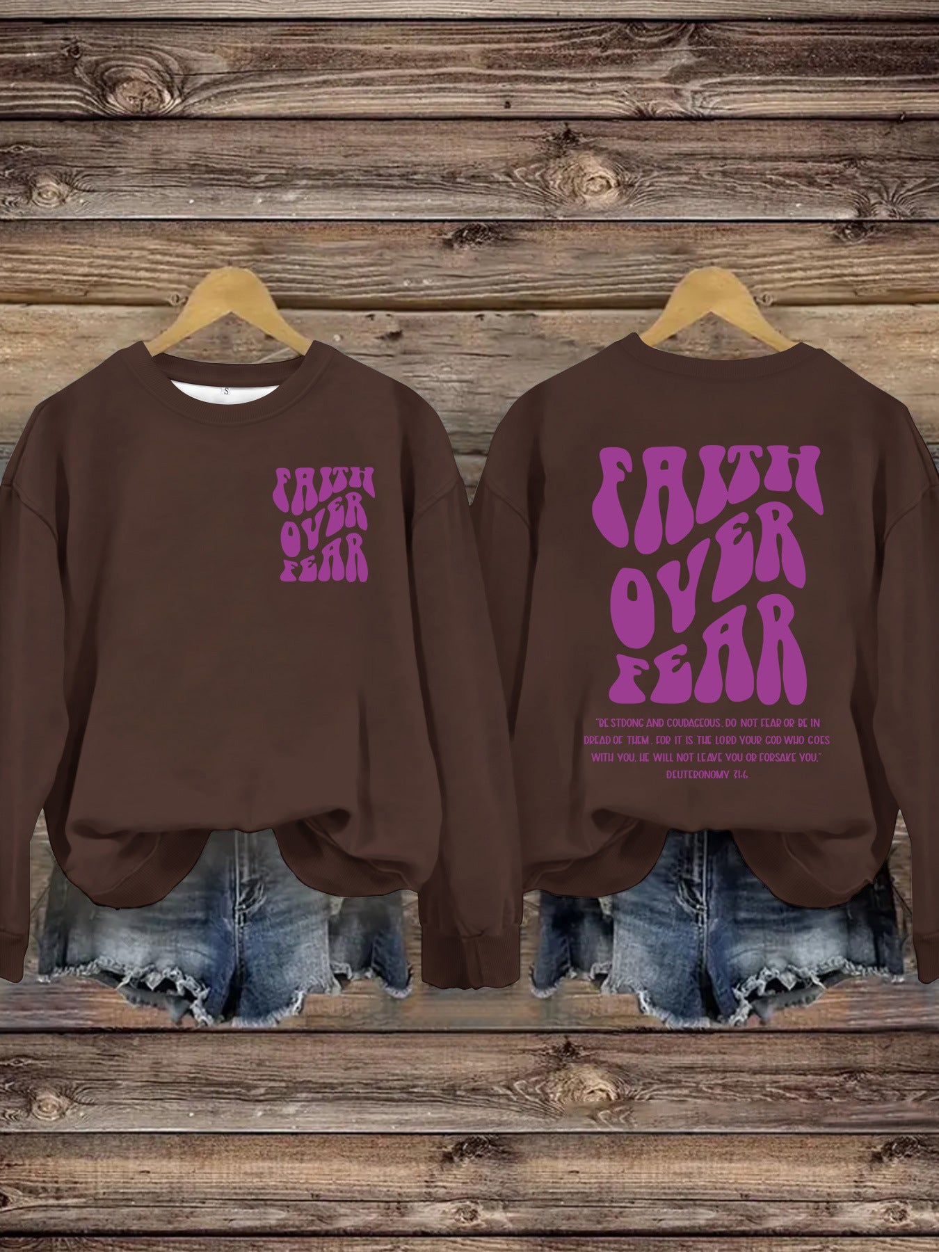 FAITH OVER FEAR Hoodie Long Sleeve Shirt – Christian Graphic Sweatshirt for Women | Faith-Based Comfort Top | Inspirational Jesus Apparel
FAITH OVER FEAR Printed Casual Round Neck Long Sleeve Hoodie Faith Based Shirt