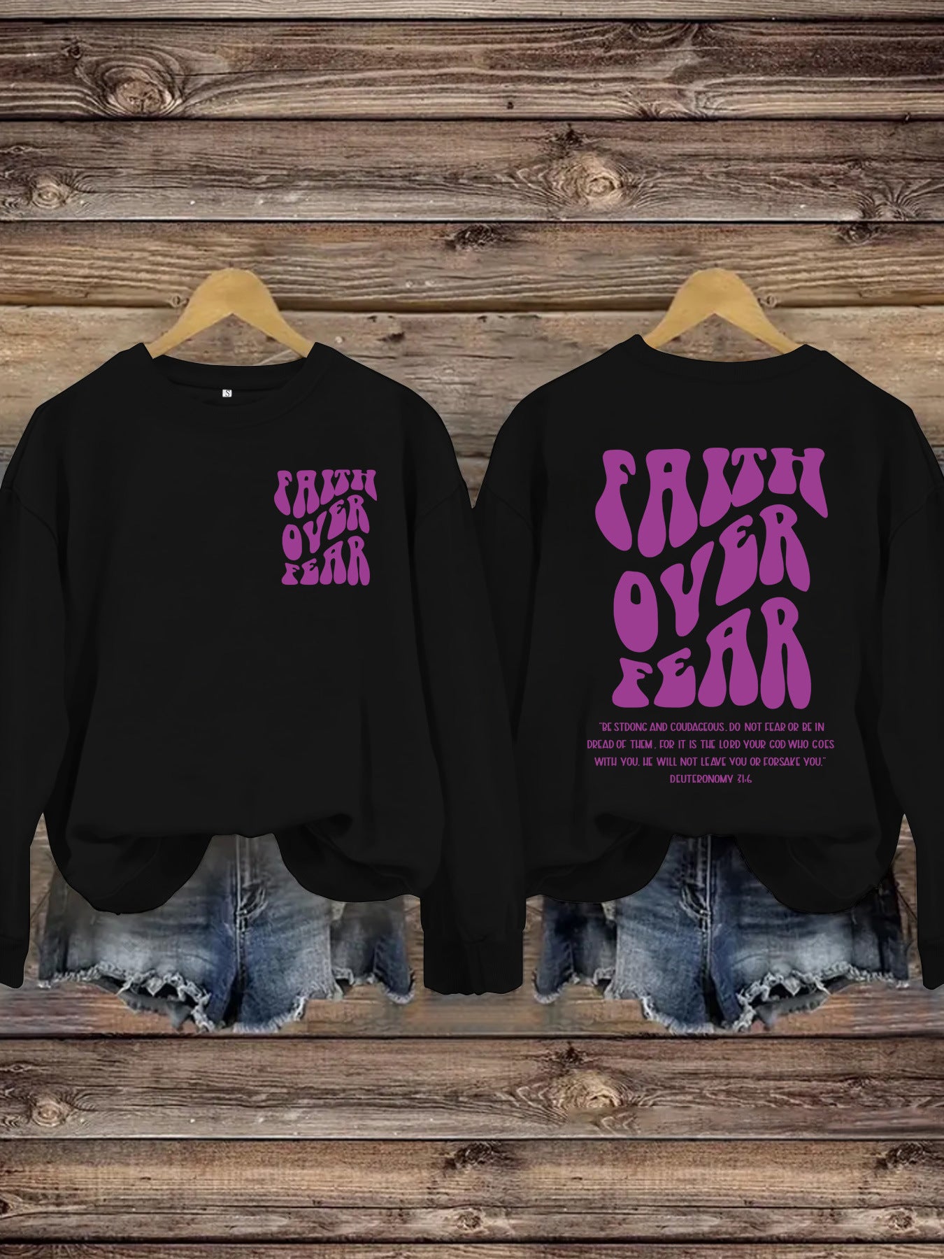 FAITH OVER FEAR Hoodie Long Sleeve Shirt – Christian Graphic Sweatshirt for Women | Faith-Based Comfort Top | Inspirational Jesus Apparel
FAITH OVER FEAR Printed Casual Round Neck Long Sleeve Hoodie Faith Based Shirt