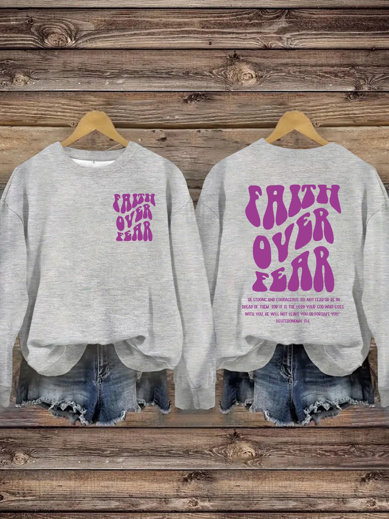 FAITH OVER FEAR Hoodie Long Sleeve Shirt – Christian Graphic Sweatshirt for Women | Faith-Based Comfort Top | Inspirational Jesus Apparel
FAITH OVER FEAR Printed Casual Round Neck Long Sleeve Hoodie Faith Based Shirt