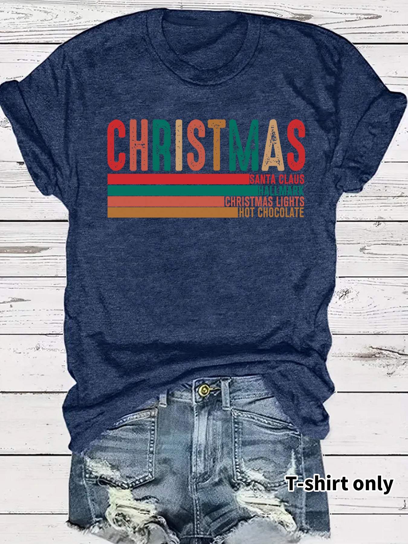 Christmas Streetwear Graphic T-Shirt for Men & Women – Loose Fit Short Sleeve Holiday Tee, Festive Letter Print Casual Round Neck Christmas Outfit Top Christmas Party Tee