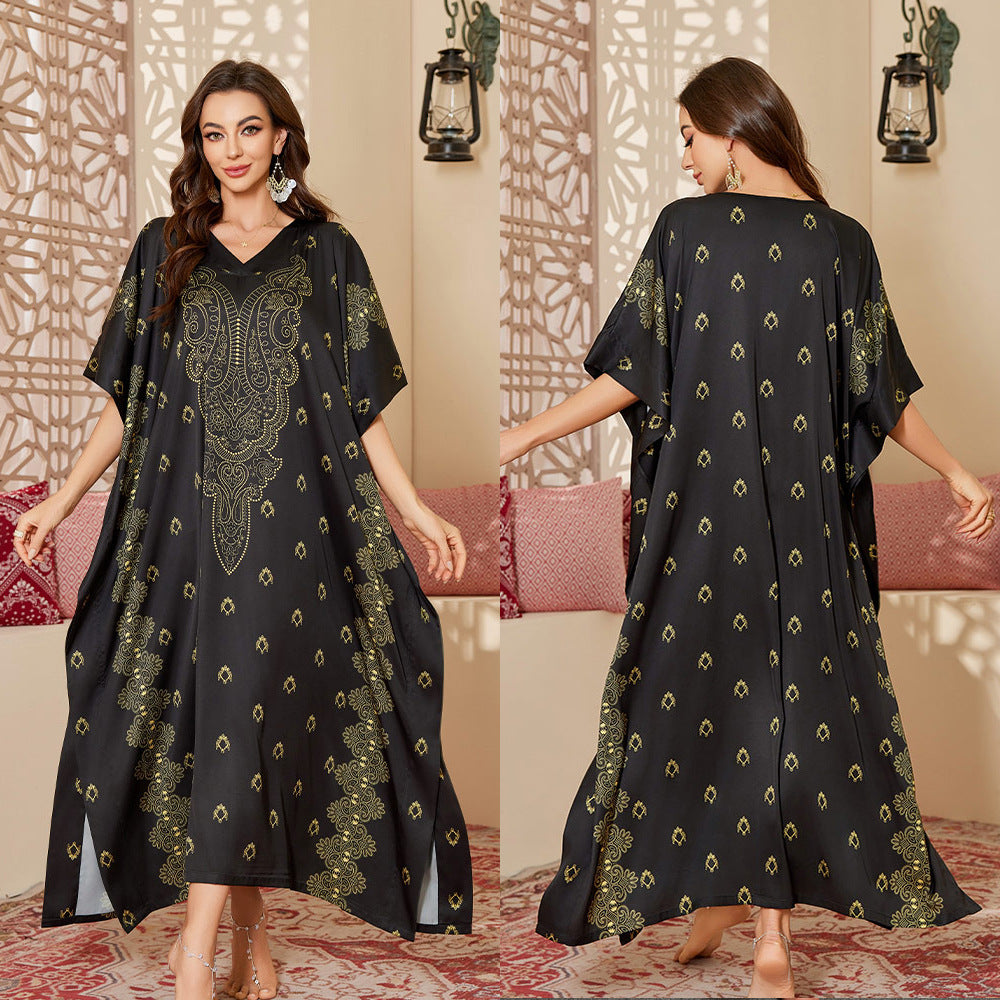 Exotic Comfortable  Style Moo Moo Printed Nightgown for Women Spring and Autumn Long Robe Elegant High-end Long Sleep Dress