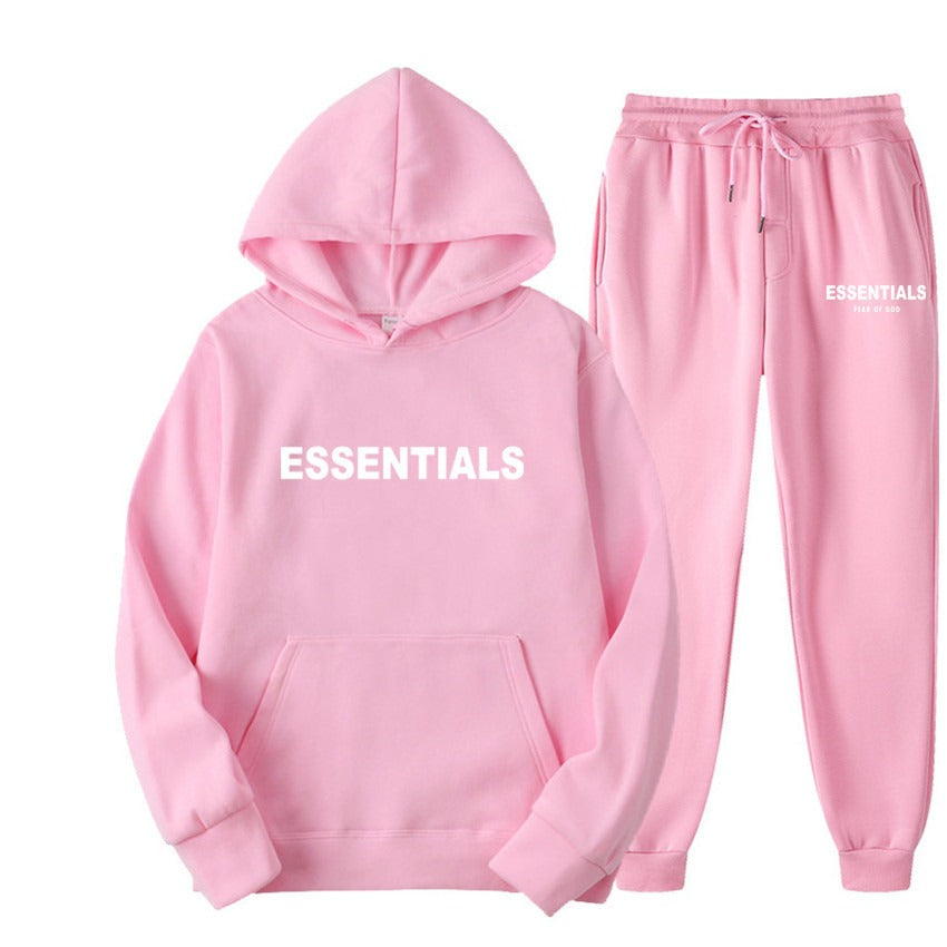 TikTok Viral Essentials-Style Hoodie Set – Oversized Streetwear Sweatsuit for Men & Women | High-Quality Pullover + Sweatpants Tracksuit ESSENTIALS couple suit sweatshirt men and women double line high street fashion brand autumn and winter two-piece suit