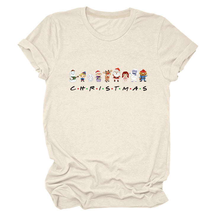 Geometric Christmas T-Shirt for Men & Women – Round Neck Short Sleeve Holiday Graphic Tee, Loose Fit Casual Unisex Cotton Top