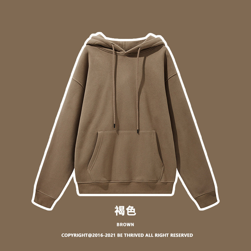 ML Neutral Trendy Neutral Colors Two Piece, Plush Thickened Hooded Solid Color Sweater Sweater Pants Trend Brand Hoodie Couple Suit