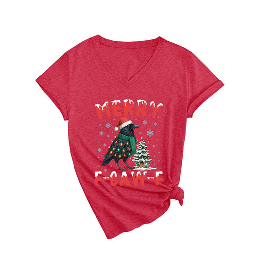 Funny Merry Christmas Graphic Tee – “Merry F CAWF” Holiday V-Neck Shirt, Cute Festive Loose-Fit Christmas Top for Work Parties, Family Gatherings & Casual Holiday Outfits
TikTok Viral Funny Christmas Tee
